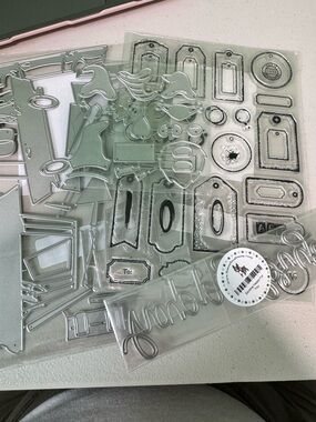 Clear Acrylic Craft Stamp set,  Vehicle Die Set, Happy for You die, Gnome die